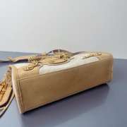 Uubags Balenciaga Le City bag small in linen canvas with camel waxed suede calfskin trims, aged-gold hardware 30x10x20cm - 5