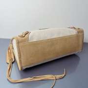 Uubags Balenciaga Le City bag large in linen canvas with camel waxed suede calfskin trims, aged-gold hardware 38x15x24cm - 3