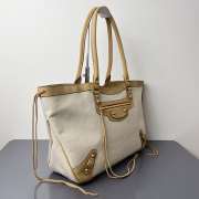 Uubags Balenciaga Le City Beach tote bag medium in natural beige linen canvas with camel waxed suede calfskin trims, aged-gold hardware 41x28.5x13cm - 6