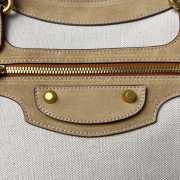 Uubags Balenciaga Le City Beach tote bag medium in natural beige linen canvas with camel waxed suede calfskin trims, aged-gold hardware 41x28.5x13cm - 4
