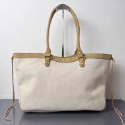 Uubags Balenciaga Le City Beach tote bag medium in natural beige linen canvas with camel waxed suede calfskin trims, aged-gold hardware 41x28.5x13cm - 3