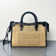 Uubags Balenciaga Le City bag small in natural beige/black raffia effect fabric and black Arena lambskin, brass hardware 30x20x10cm - 5