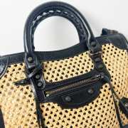 Uubags Balenciaga Le City bag small in natural beige/black raffia effect fabric and black Arena lambskin, brass hardware 30x20x10cm - 2