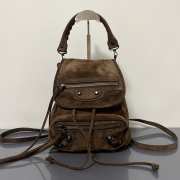 Uubags Balenciaga Le City backpack mini in light espresso waxed suede calfskin, brass hardware 23x22x11cm - 1