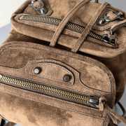 Uubags Balenciaga Le City backpack mini in light espresso waxed suede calfskin, brass hardware 23x22x11cm - 2