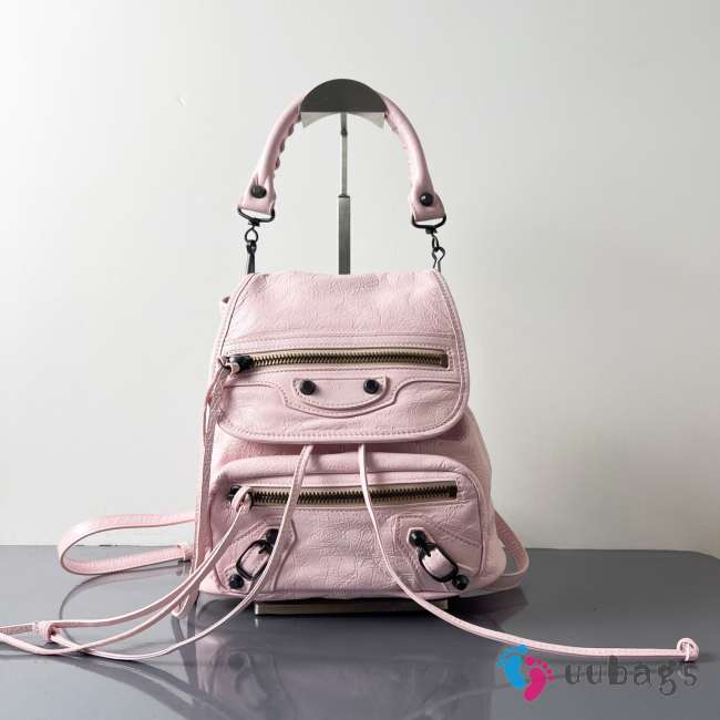 Uubags Balenciaga Le City backpack mini in petal pink Arena lambskin, brass hardware 23x22x11cm - 1