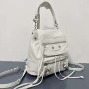 Uubags Balenciaga Le City backpack mini in optic white Arena lambskin, brass hardware 23x22x11cm - 5