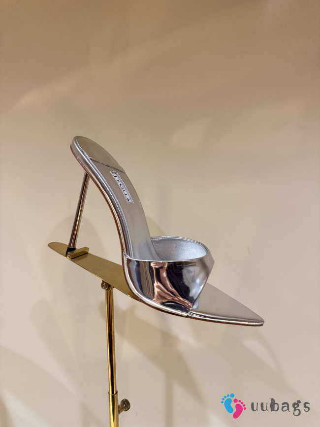 Uubags Le Silla Bella silver patent leather mules 11cm - 1