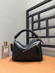 Uubags Loewe small Puzzle bag in black smooth calfskin and nappa lambskin 24x10x14cm - 3