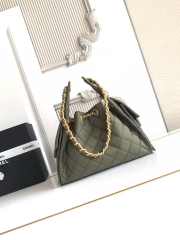 Uubags Chanel 25 Quilted Nylon Chain Shoulder Bag in Olive Green 30x26x14cm - 3