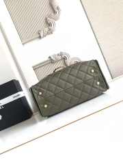 Uubags Chanel 25 Quilted Nylon Chain Shoulder Bag in Olive Green 30x26x14cm - 4