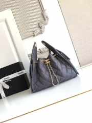 Uubags Chanel 25 Quilted Nylon Chain Shoulder Bag in Dark Grey 30x26x14cm - 1