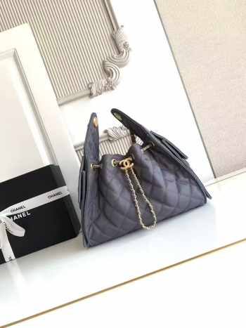 Uubags Chanel 25 Quilted Nylon Chain Shoulder Bag in Dark Grey 30x26x14cm