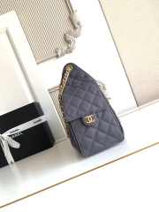 Uubags Chanel 25 Quilted Nylon Chain Shoulder Bag in Dark Grey 30x26x14cm - 5