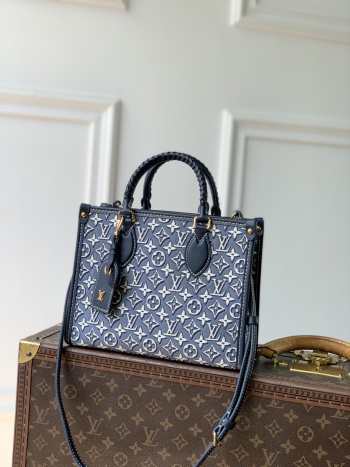 Uubags Louis Vuitton M2A097 OnTheGo PM Bag Monogram Emblème Monogram Bleu 25x19x11.5cm