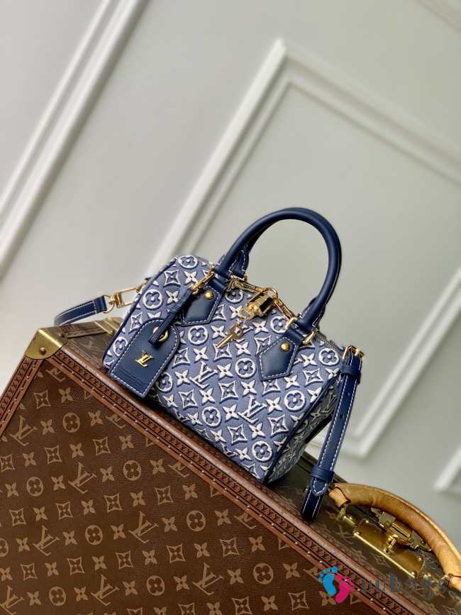 Uubags Louis Vuitton M2A187 Speedy Bandoulière 20 Bag Monogram Emblème Monogram Bleu 20.5x13.5x12cm - 1
