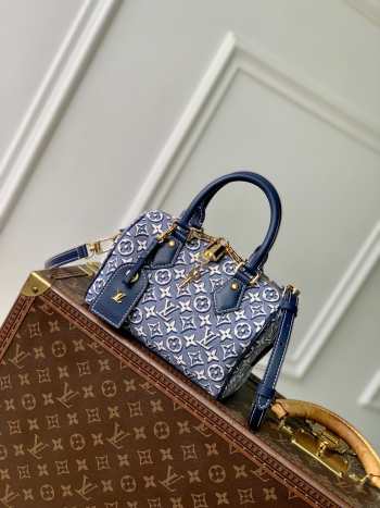 Uubags Louis Vuitton M2A187 Speedy Bandoulière 20 Bag Monogram Emblème Monogram Bleu 20.5x13.5x12cm