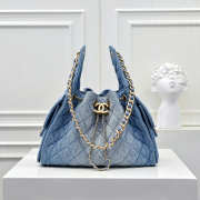 Uubags Chanel 25 small handbag denim dip & gold metallic blue 30x26x14cm (H) - 1