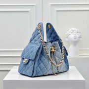 Uubags Chanel 25 small handbag denim dip & gold metallic blue 30x26x14cm (H) - 5