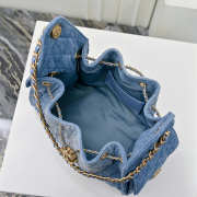 Uubags Chanel 25 small handbag denim dip & gold metallic blue 30x26x14cm (H) - 3