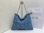 Uubags Medium Dior Milly-La-Forêt Bag Blue Puffy Macrocannage Denim 39x31x5cm - 1
