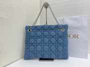 Uubags Medium Dior Milly-La-Forêt Bag Blue Puffy Macrocannage Denim 39x31x5cm - 4