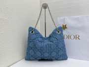 Uubags Medium Dior Milly-La-Forêt Bag Blue Puffy Macrocannage Denim 39x31x5cm - 2