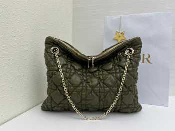 Uubags Medium Dior Milly-La-Forêt Bag Olive Green Puffy Macrocannage Calfskin 39x31x5cm