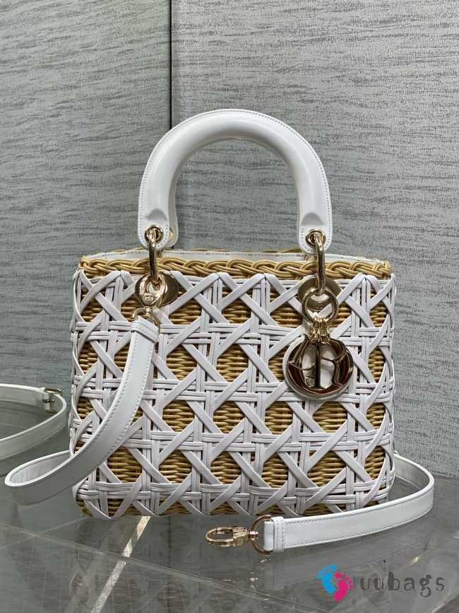 Uubags Lady Dior Wicker Cannage Bag White Leather 24cm - 1