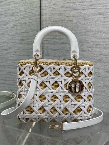 Uubags Lady Dior Wicker Cannage Bag White Leather 24cm