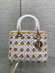 Uubags Lady Dior Wicker Cannage Bag White Leather 24cm - 4