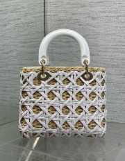Uubags Lady Dior Wicker Cannage Bag White Leather 24cm - 2