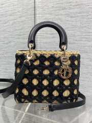 Uubags Lady Dior Wicker Cannage Bag Black Leather 24cm - 1