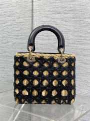 Uubags Lady Dior Wicker Cannage Bag Black Leather 24cm - 6