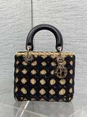 Uubags Lady Dior Wicker Cannage Bag Black Leather 24cm - 3