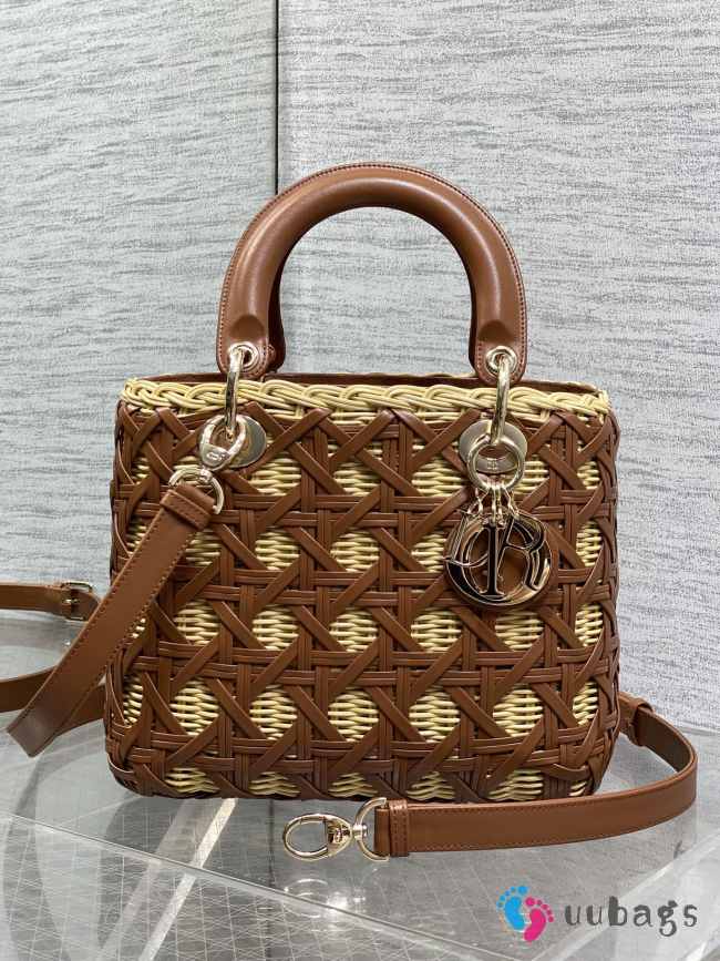 Uubags Lady Dior Wicker Cannage Bag Camel Leather 24cm - 1