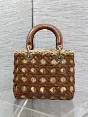Uubags Lady Dior Wicker Cannage Bag Camel Leather 24cm - 6