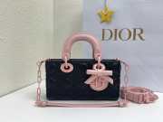 Uubags Lady D-Joy Mini Bag Black & Exhale Pink Cannage Lambskin 19x10.5x5.5cm  - 1