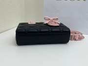 Uubags Lady D-Joy Mini Bag Black & Exhale Pink Cannage Lambskin 19x10.5x5.5cm  - 6