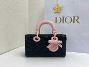 Uubags Lady D-Joy Mini Bag Black & Exhale Pink Cannage Lambskin 19x10.5x5.5cm  - 5