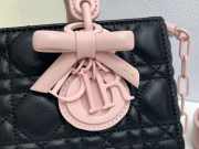 Uubags Lady D-Joy Mini Bag Black & Exhale Pink Cannage Lambskin 19x10.5x5.5cm  - 3
