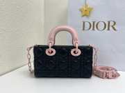 Uubags Lady D-Joy Mini Bag Black & Exhale Pink Cannage Lambskin 19x10.5x5.5cm  - 2