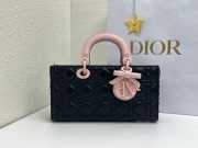 Uubags Lady D-Joy Medium Bag Black & Exhale Pink Cannage Lambskin 26x13.5x5cm - 5