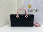 Uubags Lady D-Joy Medium Bag Black & Exhale Pink Cannage Lambskin 26x13.5x5cm - 4