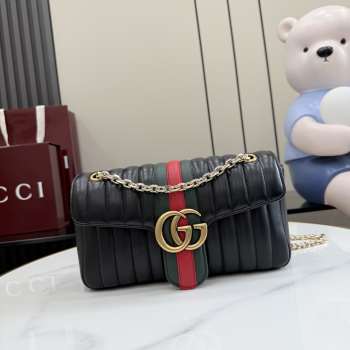 Uubags Gucci Jetset GG Marmont medium shoulder bag black leather 26x15x7cm