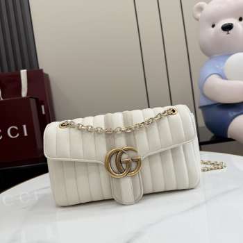 Uubags Gucci Jetset GG Marmont medium shoulder bag grey suede trim 26x15x7cm