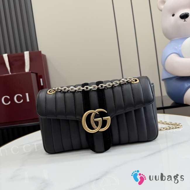 Uubags Gucci Jetset GG Marmont medium shoulder bag black suede trim 26x15x7cm - 1