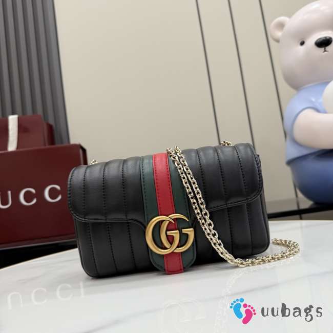 Uubags Gucci Jetset GG Marmont small shoulder bag black leather 20.5x11.5x6cm - 1