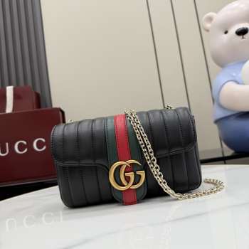 Uubags Gucci Jetset GG Marmont small shoulder bag black leather 20.5x11.5x6cm