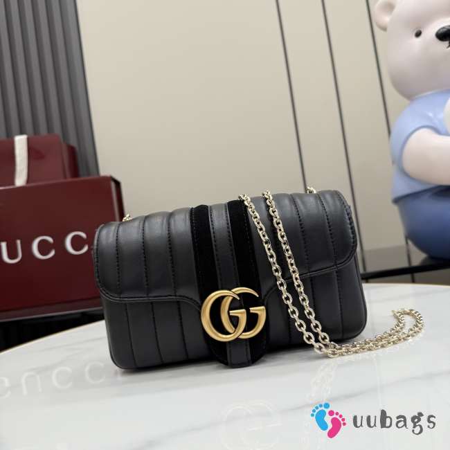 Uubags Gucci Jetset GG Marmont small shoulder bag black suede trim 20.5x11.5x6cm - 1